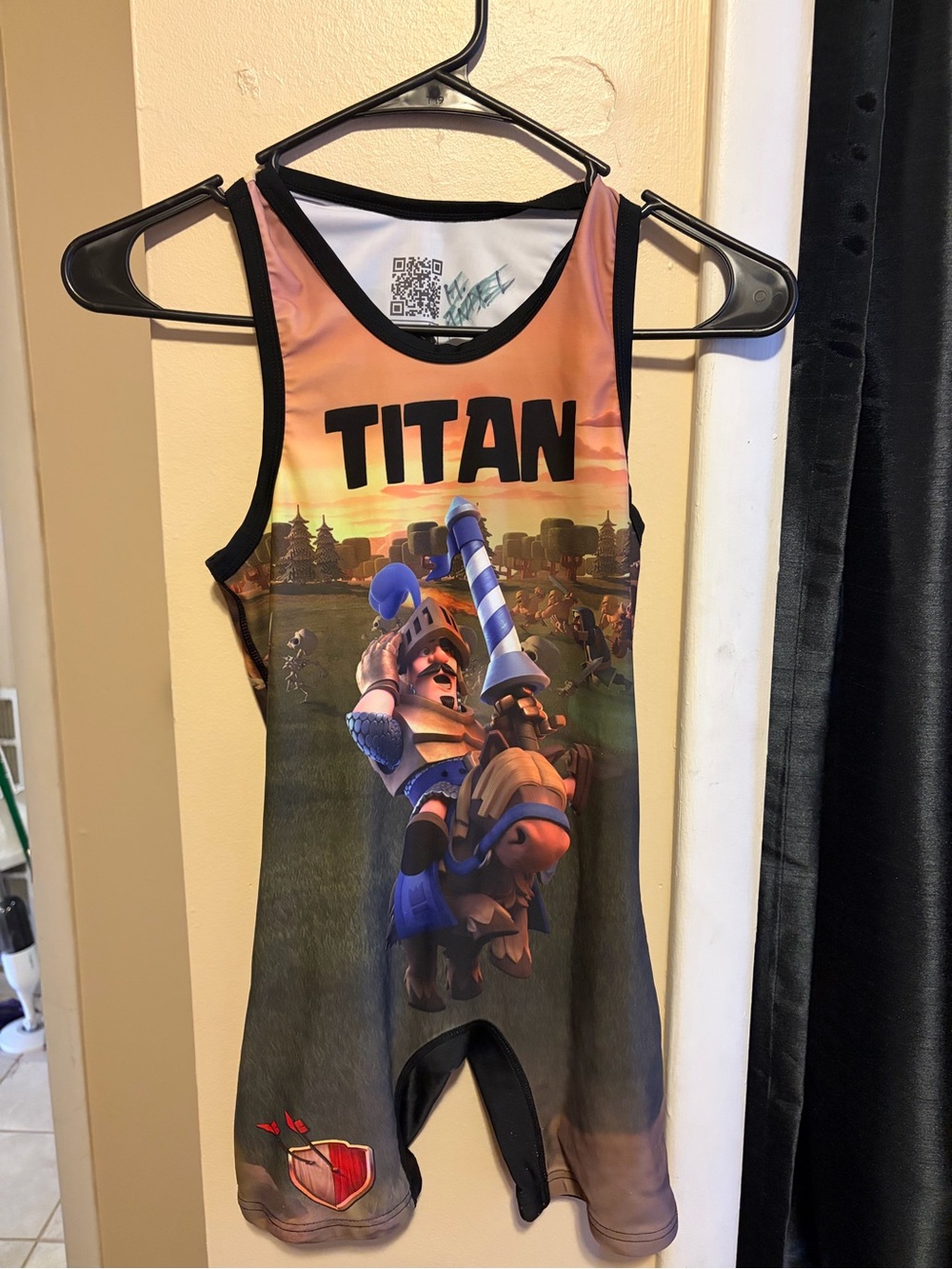 Titan Clash Royale Wrestling Singlet - Orange, Blue, Black YL
